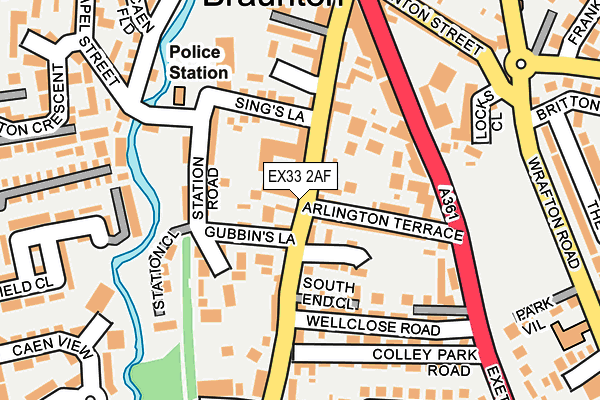 EX33 2AF map - OS OpenMap – Local (Ordnance Survey)