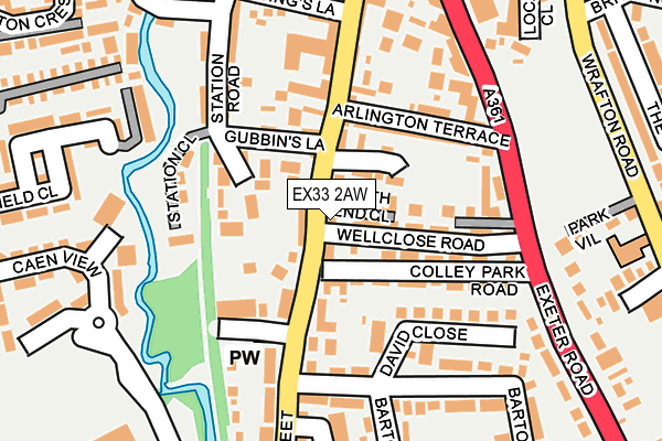 EX33 2AW map - OS OpenMap – Local (Ordnance Survey)