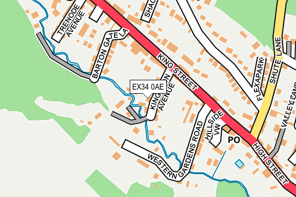 EX34 0AE map - OS OpenMap – Local (Ordnance Survey)