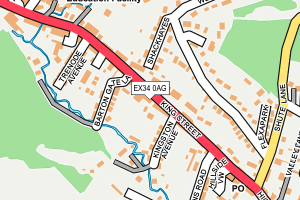 EX34 0AG map - OS OpenMap – Local (Ordnance Survey)