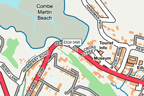 EX34 0AW map - OS OpenMap – Local (Ordnance Survey)