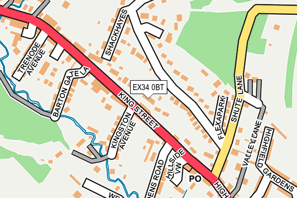 EX34 0BT map - OS OpenMap – Local (Ordnance Survey)