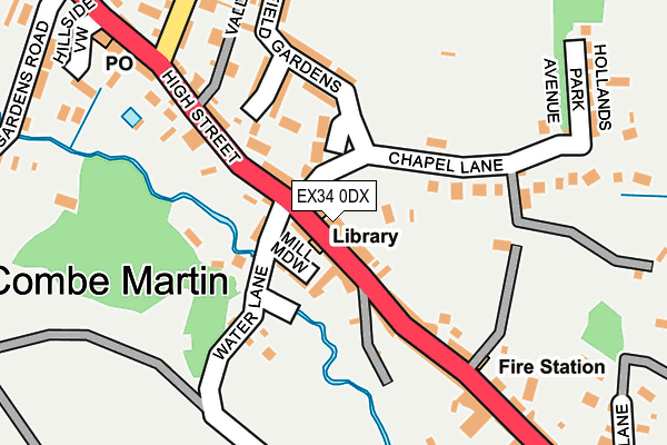 EX34 0DX map - OS OpenMap – Local (Ordnance Survey)