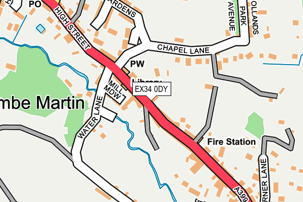 EX34 0DY map - OS OpenMap – Local (Ordnance Survey)