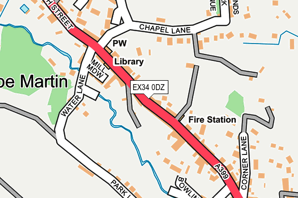 EX34 0DZ map - OS OpenMap – Local (Ordnance Survey)