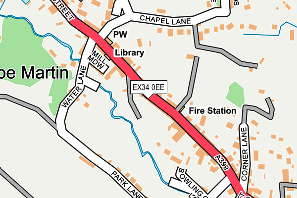 EX34 0EE map - OS OpenMap – Local (Ordnance Survey)