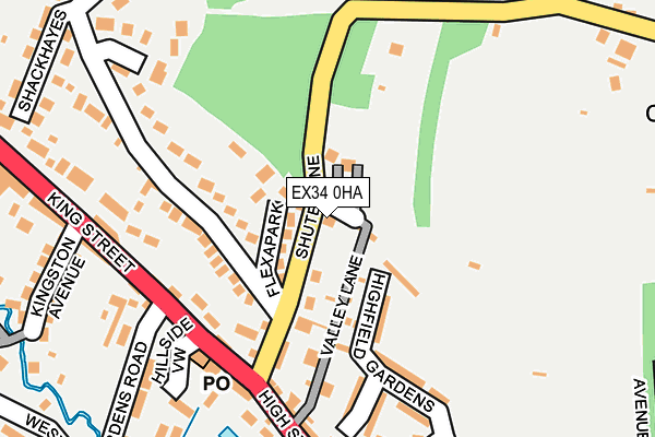 EX34 0HA map - OS OpenMap – Local (Ordnance Survey)