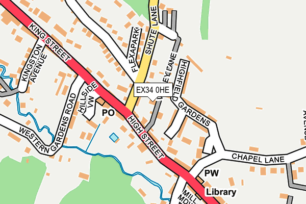 EX34 0HE map - OS OpenMap – Local (Ordnance Survey)