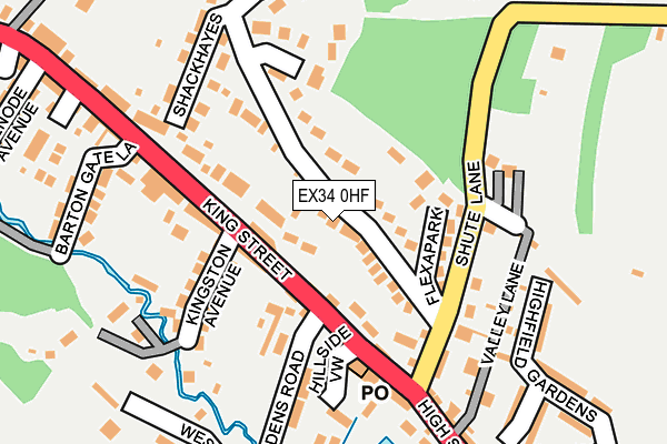EX34 0HF map - OS OpenMap – Local (Ordnance Survey)