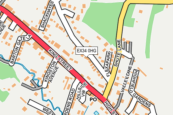 EX34 0HG map - OS OpenMap – Local (Ordnance Survey)