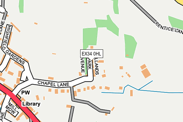 EX34 0HL map - OS OpenMap – Local (Ordnance Survey)