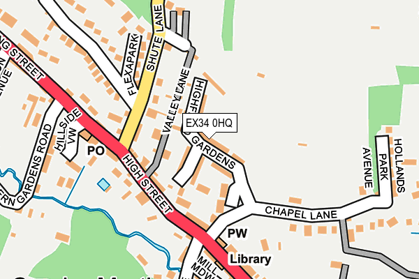 EX34 0HQ map - OS OpenMap – Local (Ordnance Survey)