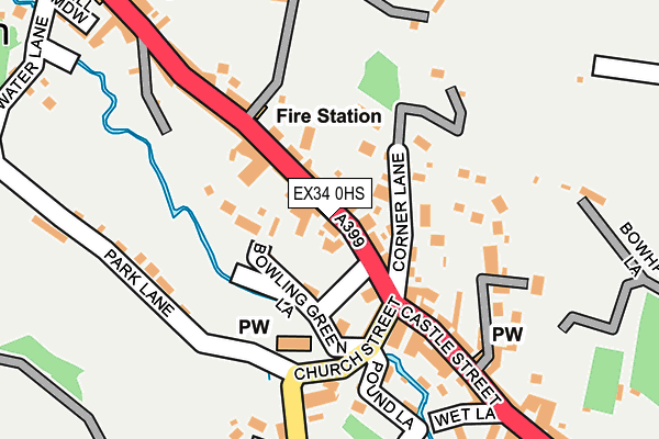 EX34 0HS map - OS OpenMap – Local (Ordnance Survey)