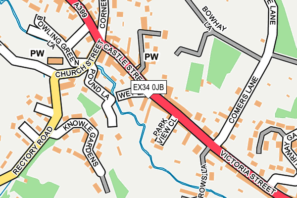 EX34 0JB map - OS OpenMap – Local (Ordnance Survey)