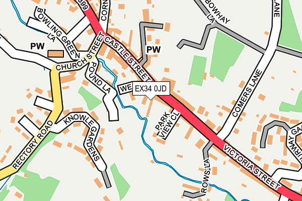 EX34 0JD map - OS OpenMap – Local (Ordnance Survey)