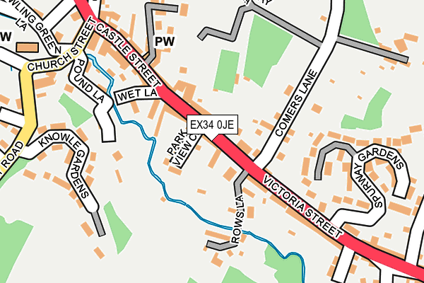 EX34 0JE map - OS OpenMap – Local (Ordnance Survey)