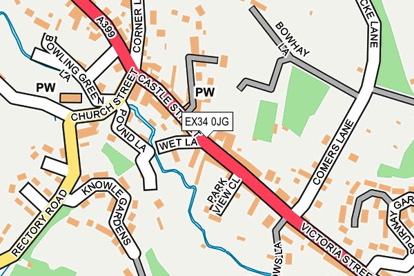 EX34 0JG map - OS OpenMap – Local (Ordnance Survey)