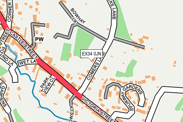 EX34 0JN map - OS OpenMap – Local (Ordnance Survey)