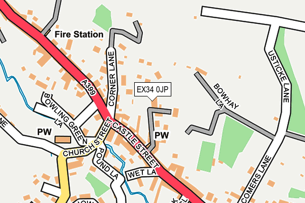 EX34 0JP map - OS OpenMap – Local (Ordnance Survey)