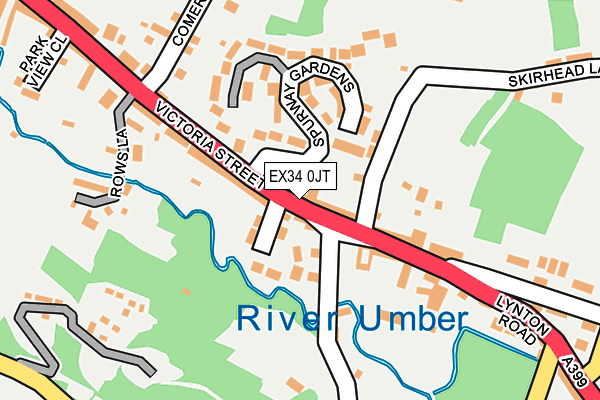 EX34 0JT map - OS OpenMap – Local (Ordnance Survey)