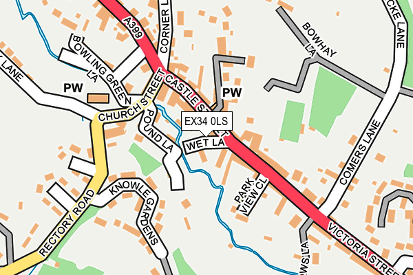 EX34 0LS map - OS OpenMap – Local (Ordnance Survey)