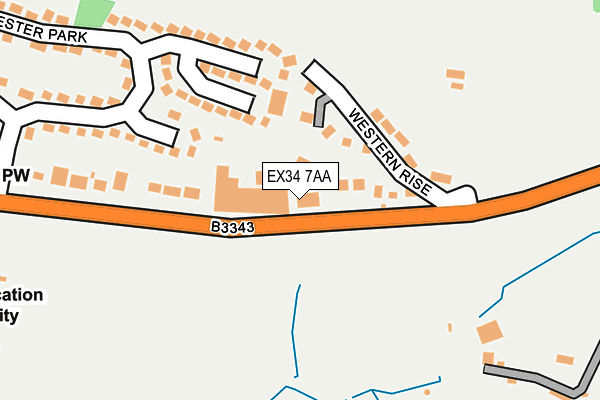 EX34 7AA map - OS OpenMap – Local (Ordnance Survey)