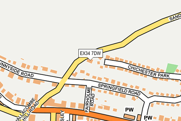 EX34 7DW map - OS OpenMap – Local (Ordnance Survey)
