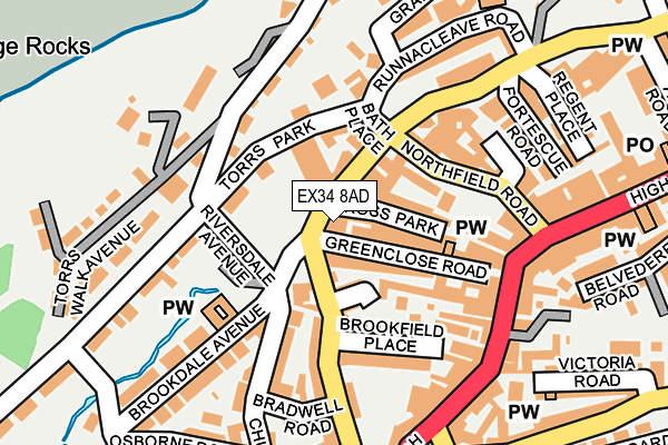 EX34 8AD map - OS OpenMap – Local (Ordnance Survey)