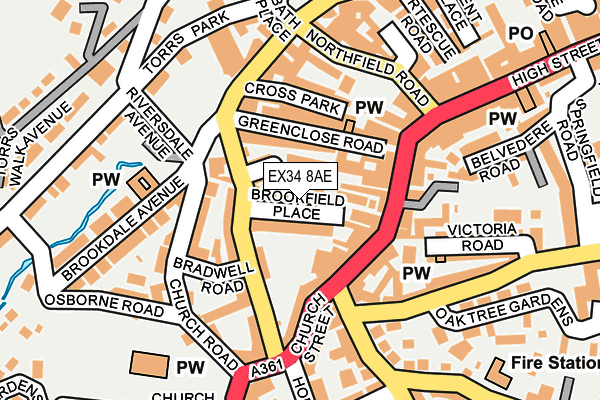 EX34 8AE map - OS OpenMap – Local (Ordnance Survey)