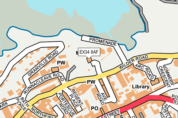 EX34 8AF map - OS OpenMap – Local (Ordnance Survey)