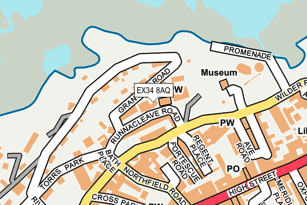 EX34 8AQ map - OS OpenMap – Local (Ordnance Survey)