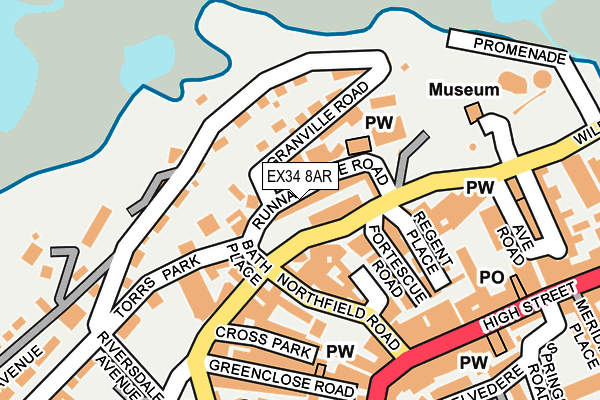 EX34 8AR map - OS OpenMap – Local (Ordnance Survey)