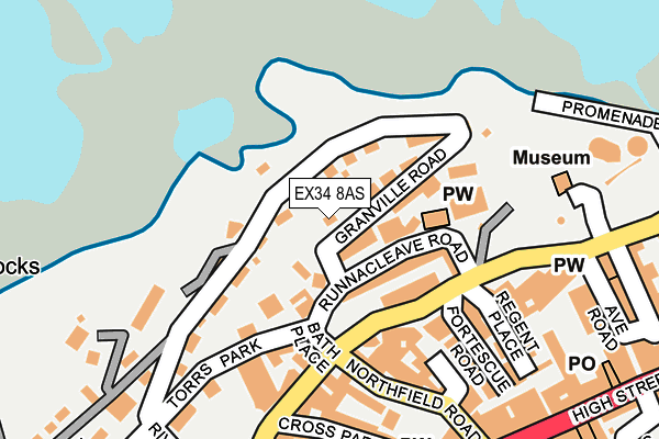 EX34 8AS map - OS OpenMap – Local (Ordnance Survey)