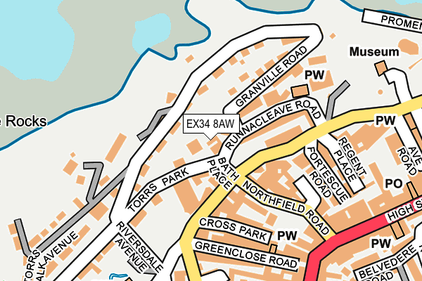 EX34 8AW map - OS OpenMap – Local (Ordnance Survey)