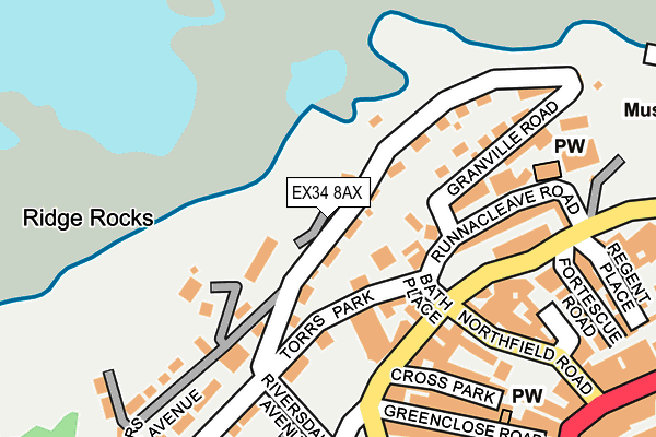 EX34 8AX map - OS OpenMap – Local (Ordnance Survey)