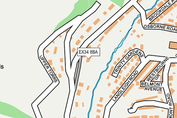 EX34 8BA map - OS OpenMap – Local (Ordnance Survey)