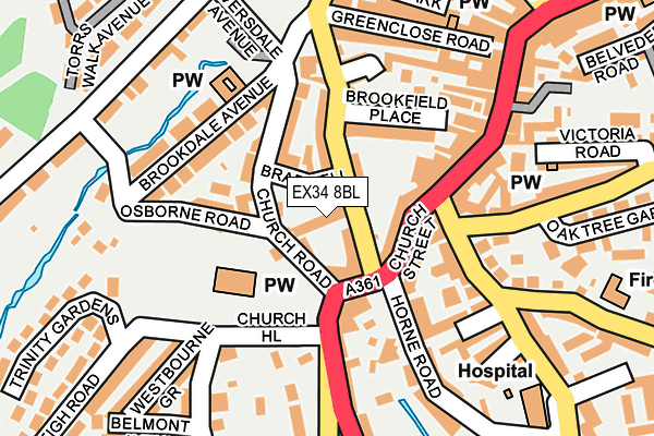 EX34 8BL map - OS OpenMap – Local (Ordnance Survey)