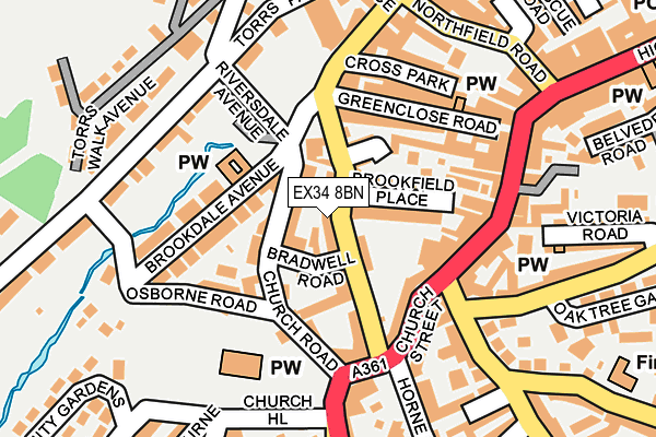 EX34 8BN map - OS OpenMap – Local (Ordnance Survey)