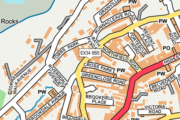 EX34 8BS map - OS OpenMap – Local (Ordnance Survey)