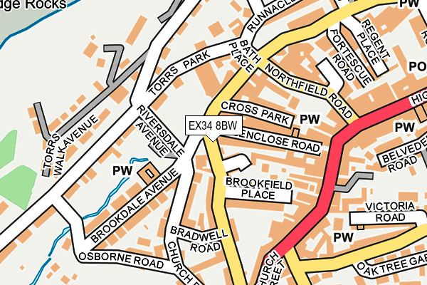 EX34 8BW map - OS OpenMap – Local (Ordnance Survey)