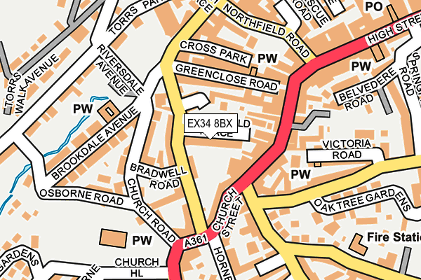 EX34 8BX map - OS OpenMap – Local (Ordnance Survey)