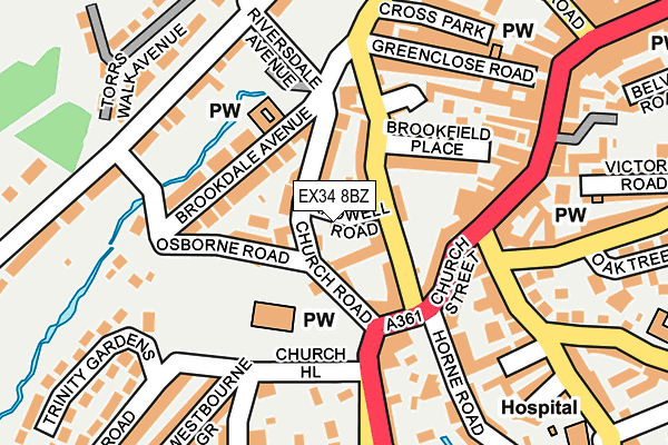 EX34 8BZ map - OS OpenMap – Local (Ordnance Survey)