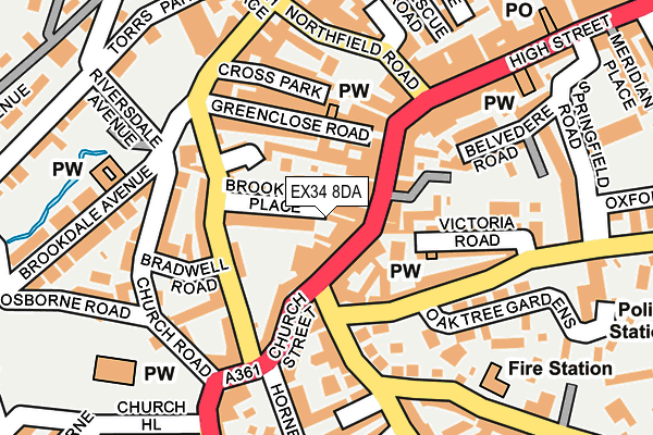 EX34 8DA map - OS OpenMap – Local (Ordnance Survey)