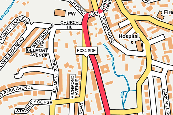 EX34 8DE map - OS OpenMap – Local (Ordnance Survey)