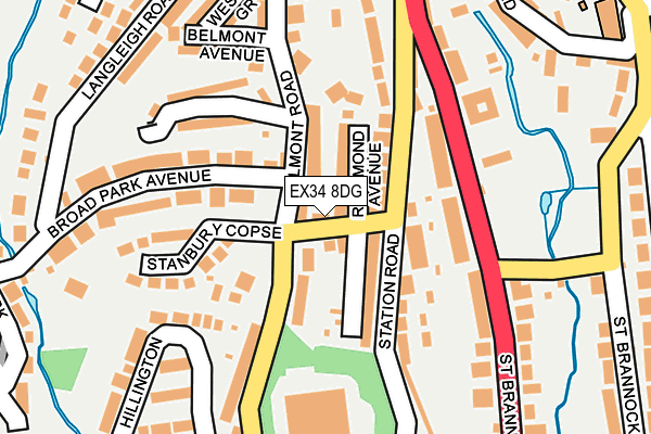 EX34 8DG map - OS OpenMap – Local (Ordnance Survey)