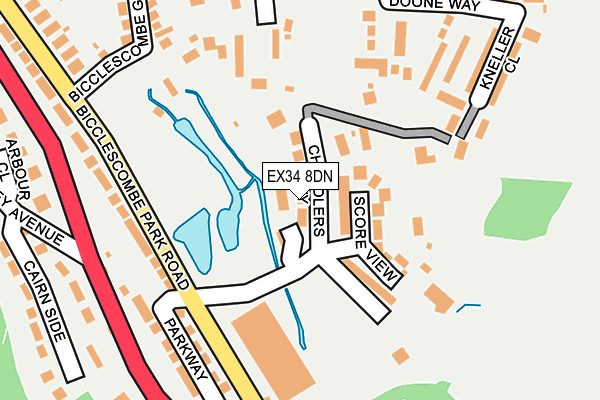 EX34 8DN map - OS OpenMap – Local (Ordnance Survey)