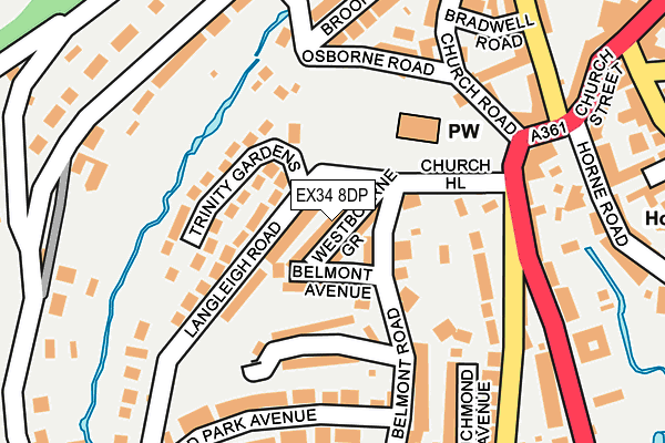 EX34 8DP map - OS OpenMap – Local (Ordnance Survey)