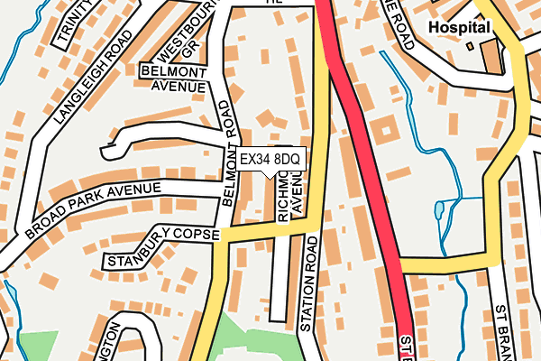 EX34 8DQ map - OS OpenMap – Local (Ordnance Survey)