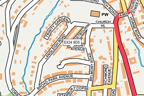 EX34 8DS map - OS OpenMap – Local (Ordnance Survey)