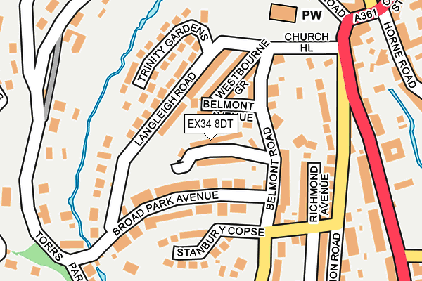 EX34 8DT map - OS OpenMap – Local (Ordnance Survey)